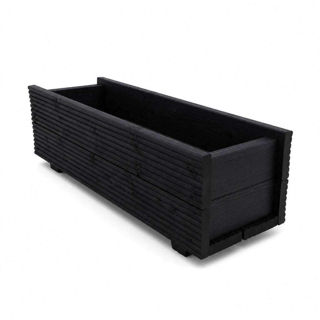 Black Decking Wooden Garden Troughs – Handmade Planter Boxes for Outdoor Flowers Herbs Vegetables Shrubs