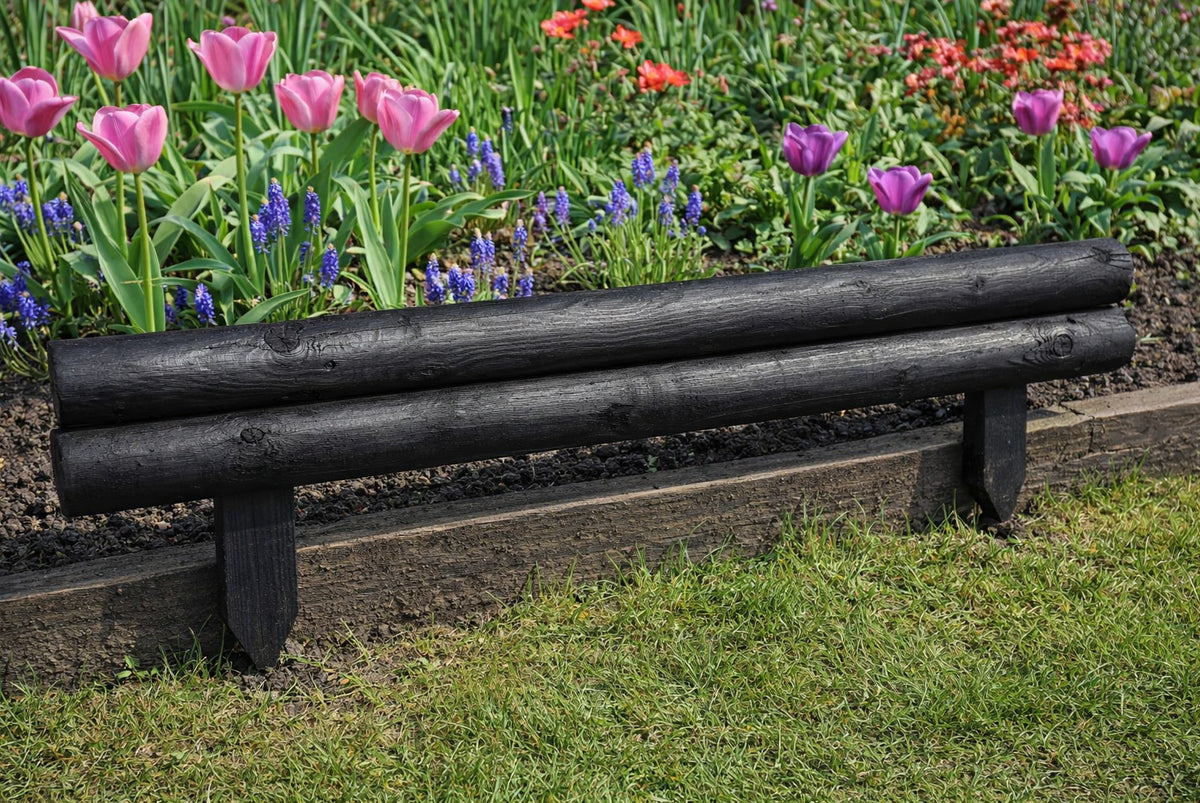 Wooden Black Log Garden Border Horizontal Lawn Edging Fence Border Pan ...