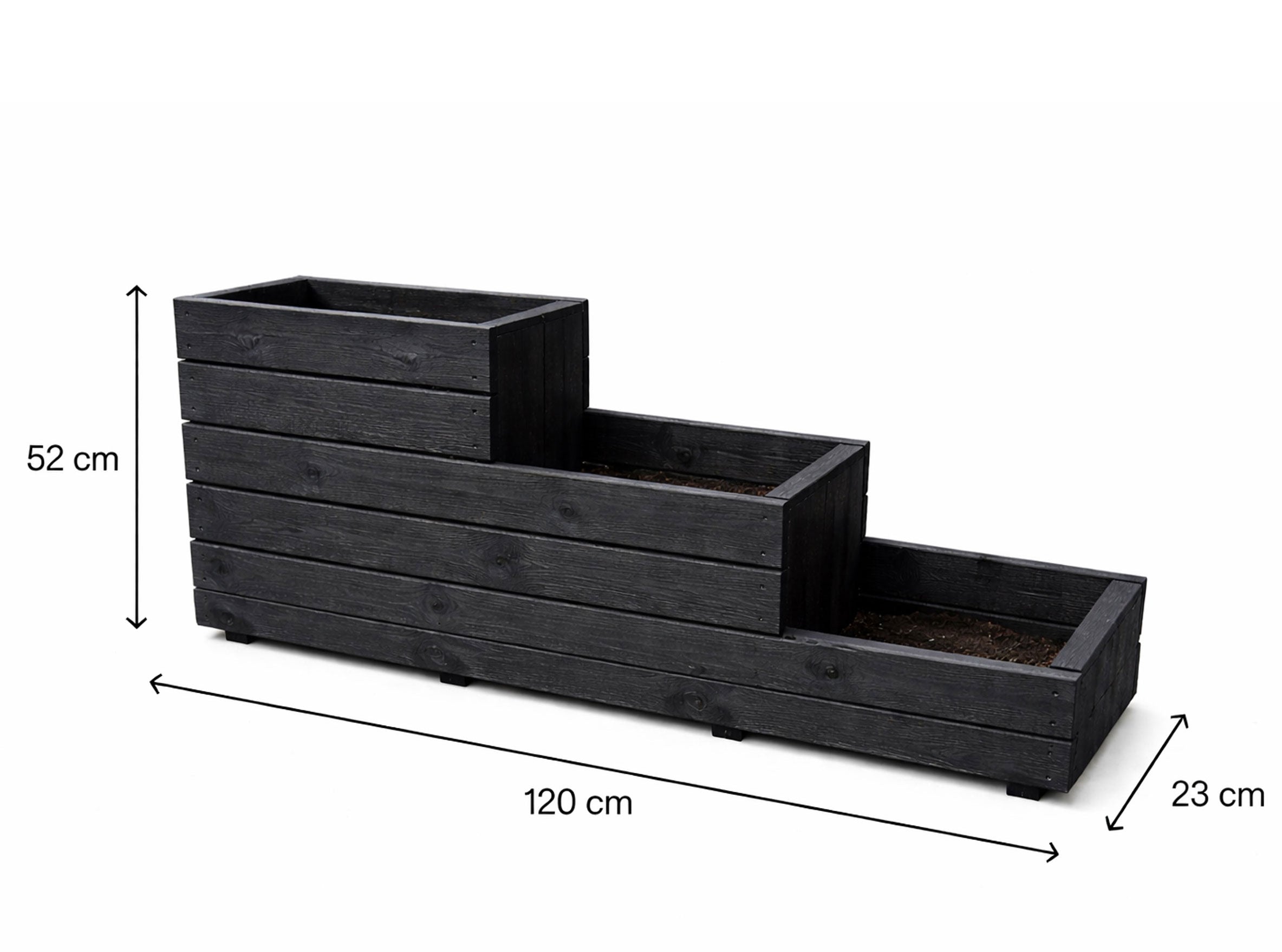 Outdoor Black Wooden Raised Herb Planter 3 Tier Garden Planter Box for Patio Balcony Flowers Herbs