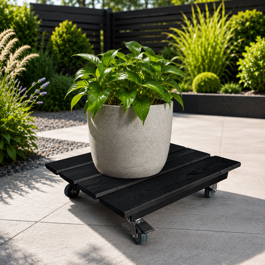 Heavy Duty Plant Pot Mover with Wheels Wooden Plant Caddy with 4 Swivel Castors