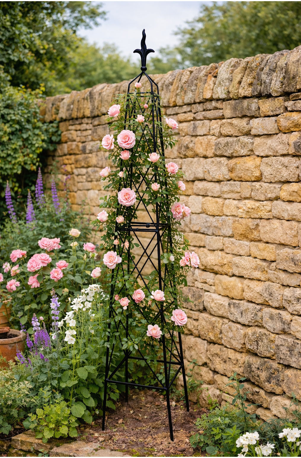 Heavy Duty Steel Garden Obelisk 2m and 2.5m - Extra Tall Metal Climbing Plant Support