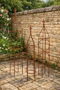 Metal Garden Obelisk with Rust Finish – Heavy Duty Steel Frame for Climbing Plants 3 Sizes