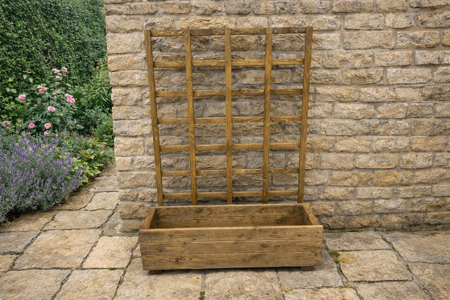 Wooden Planter Trellises – Fully Assembled Garden Planter with Support Frames Brown or Black