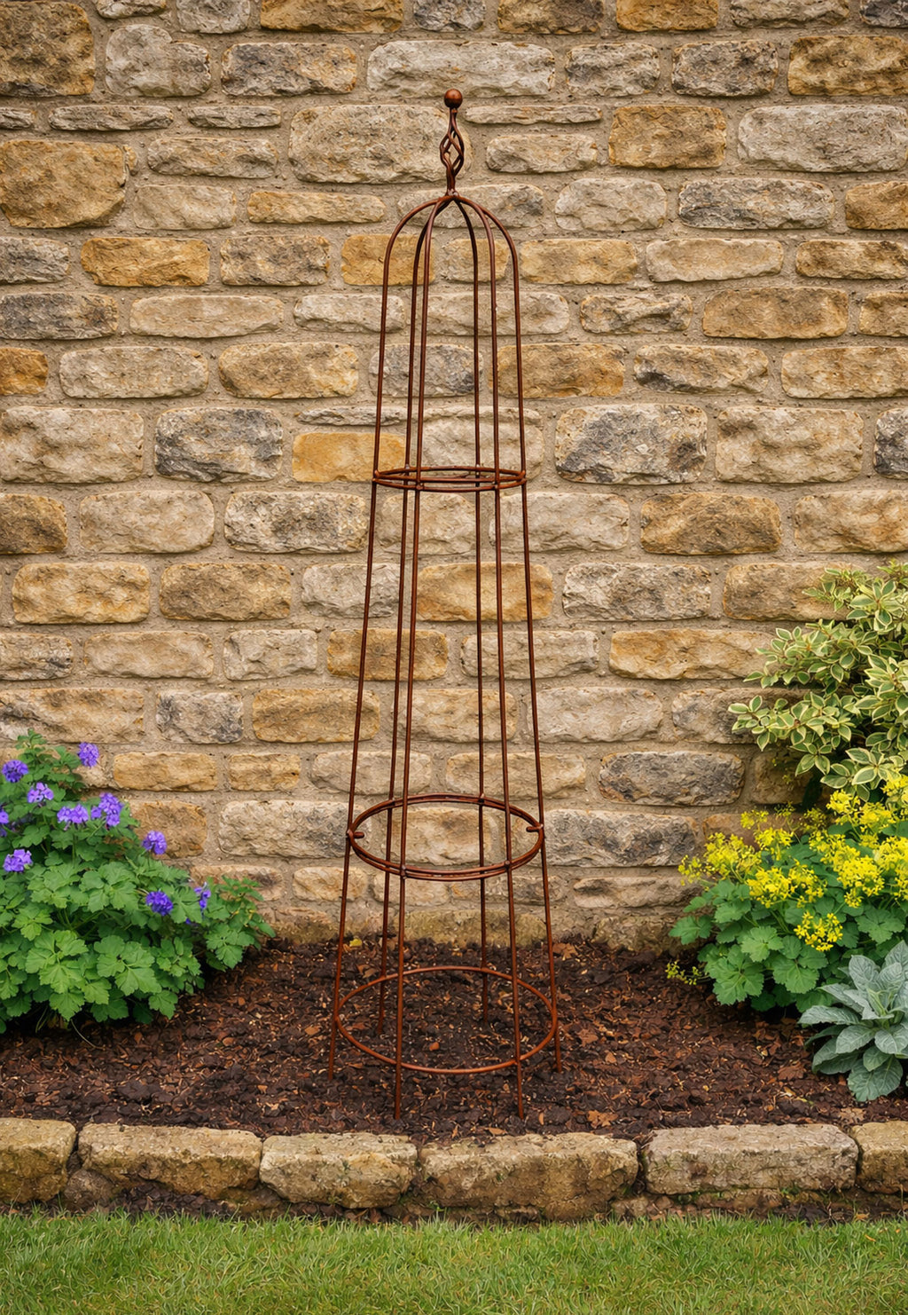 Garden Obelisk for Climbing Plants & Roses - Rustic Solid Steel Plant Support