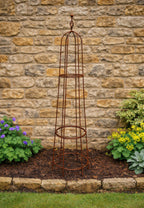 Garden Obelisk for Climbing Plants & Roses - Rustic Solid Steel Plant Support