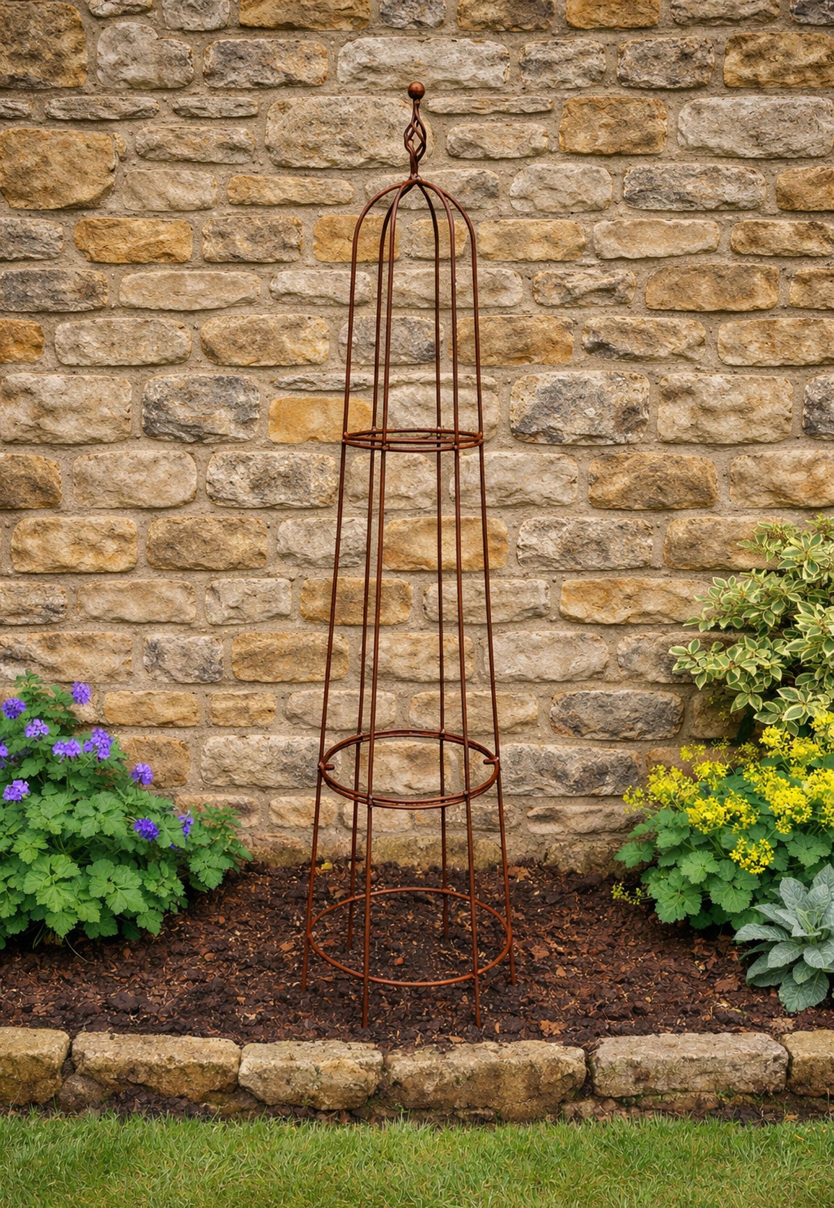 Garden Obelisk for Climbing Plants & Roses - Rustic Solid Steel Plant Support