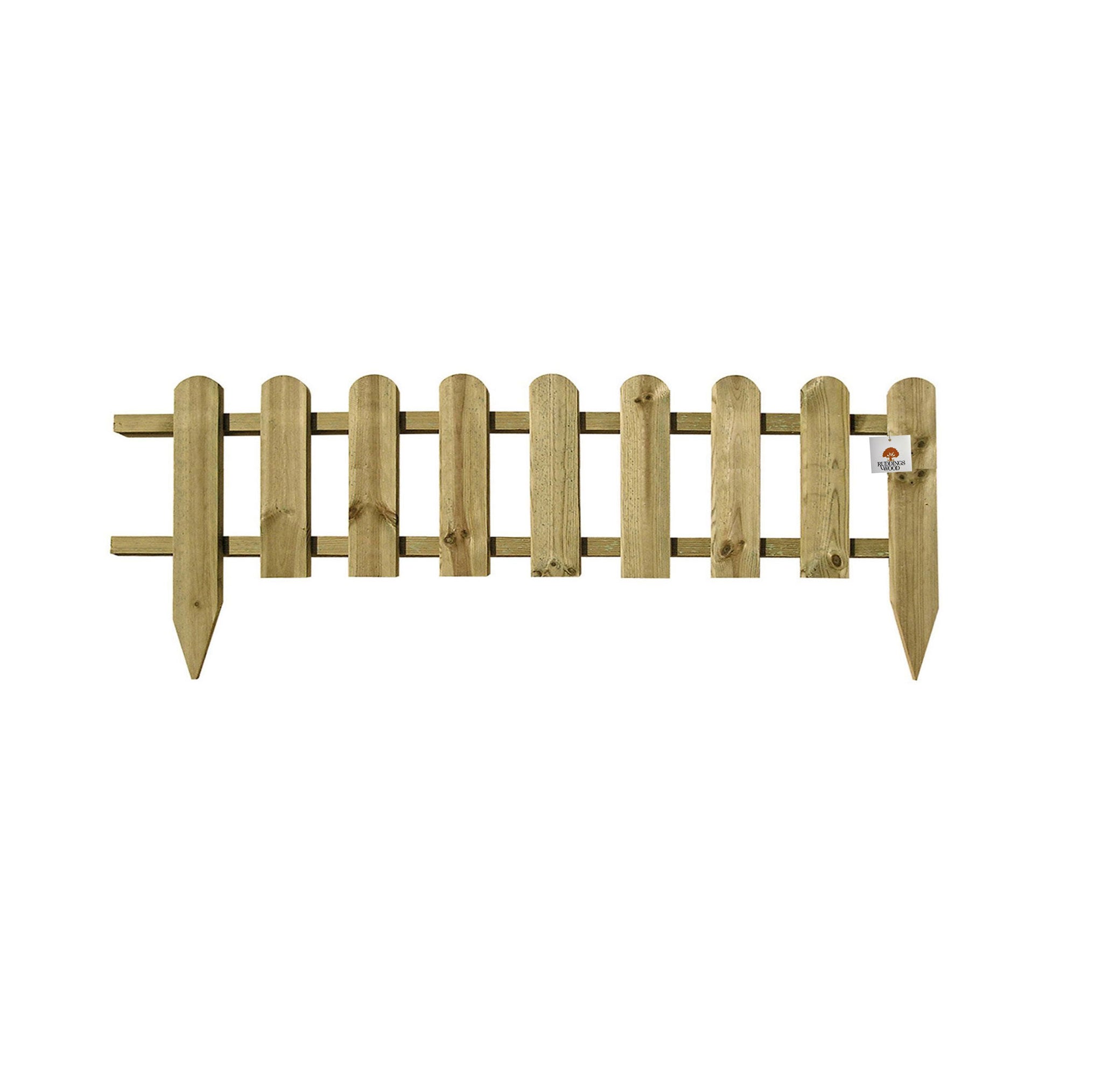Low Garden Border Edge Panels - Timber Wooden Picket Edging with Integral Spike for Lawns and Flower Beds