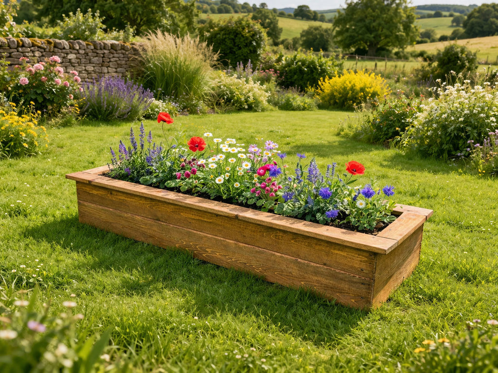 Rectangular Wooden Garden Planter 126cm – Heavy Duty Outdoor Planter Box for Patio & Balcony