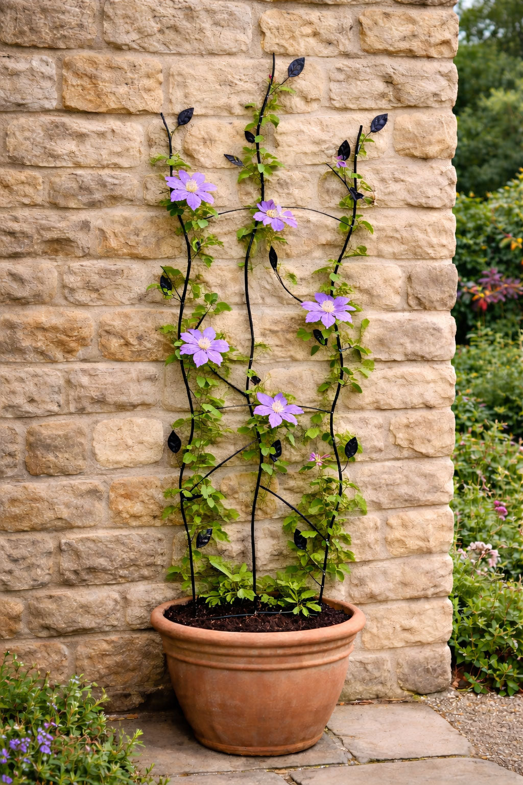 Decorative Garden Trellis Panel – Black Twig & Leaf Art Trellis for Outdoor Wall