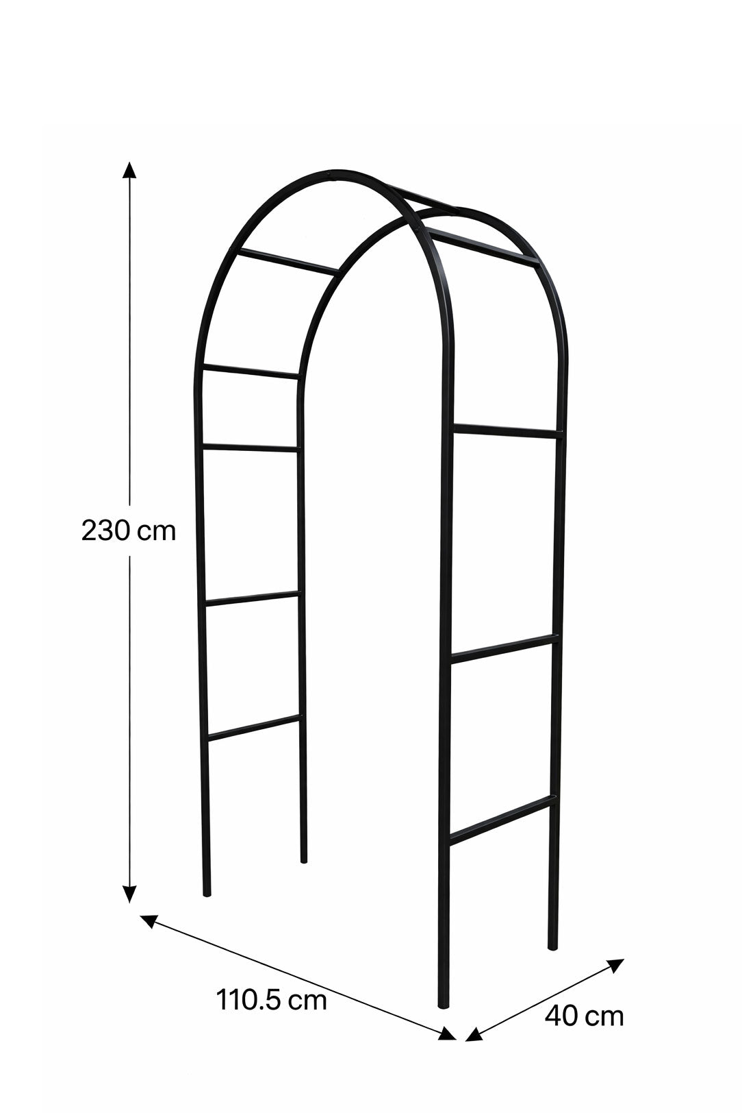 Black Metal Garden Arch - Steel Arbour for Roses, Vines and Climbing Plants