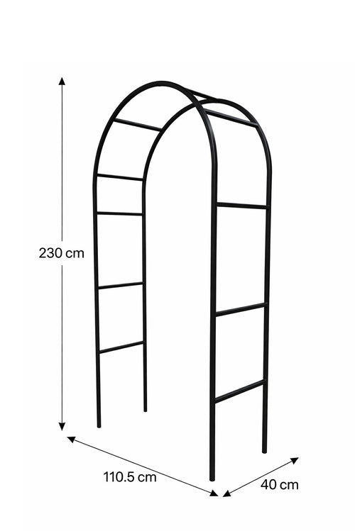 Black Metal Garden Arch - Steel Arbour for Roses, Vines and Climbing Plants