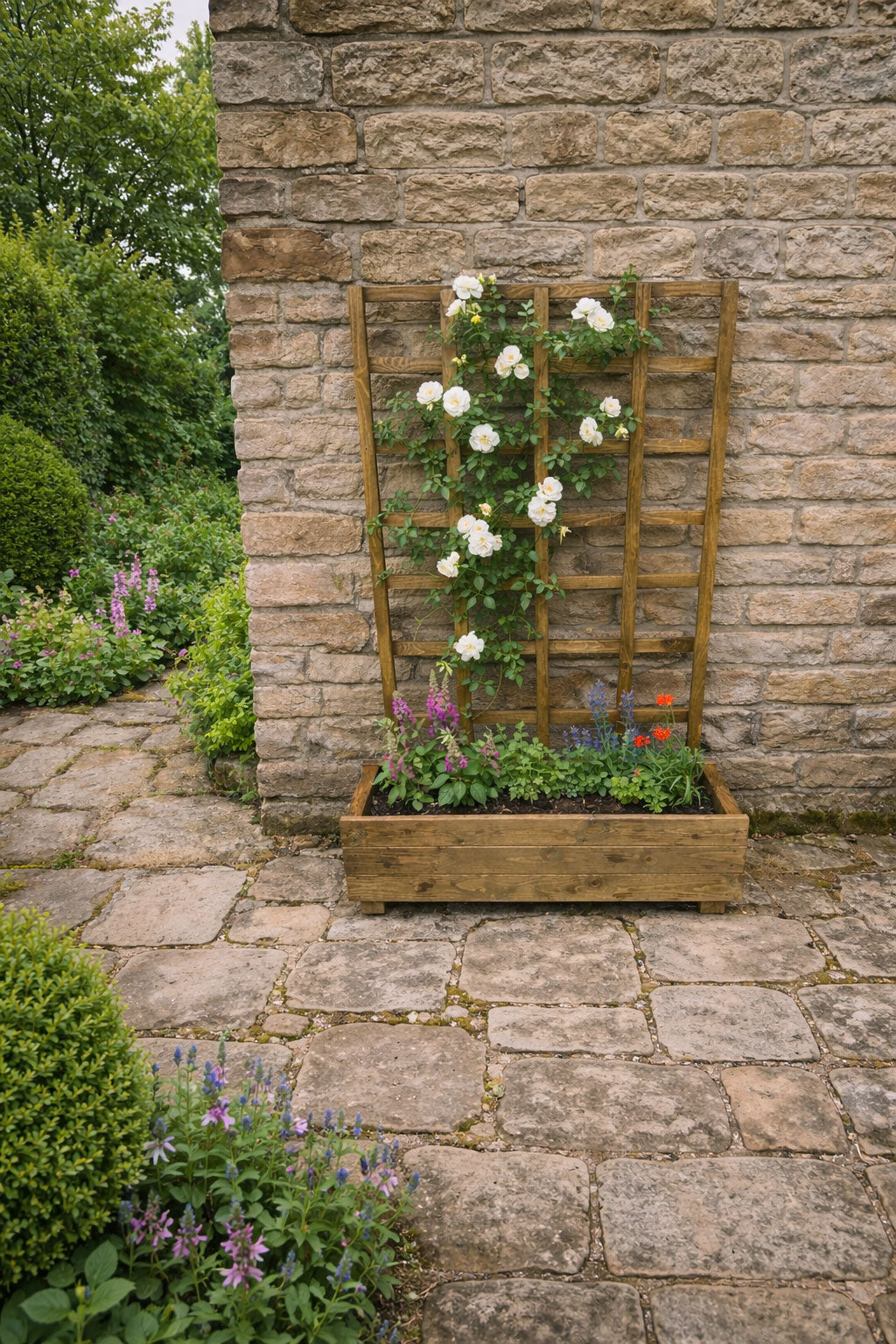 Wooden Planter Trellises – Fully Assembled Garden Planter with Support Frames Brown or Black