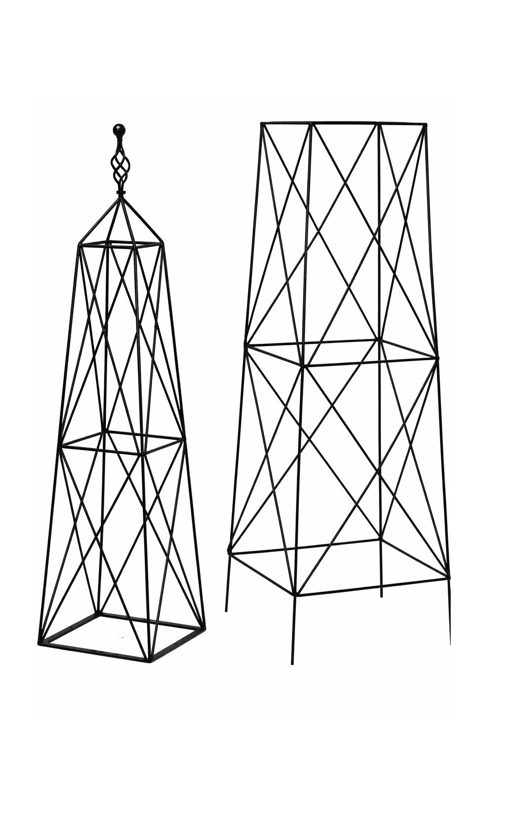 Black Iron Garden Obelisk 220cm Tall Metal Plant Support Frame for Climbing Roses &Vines