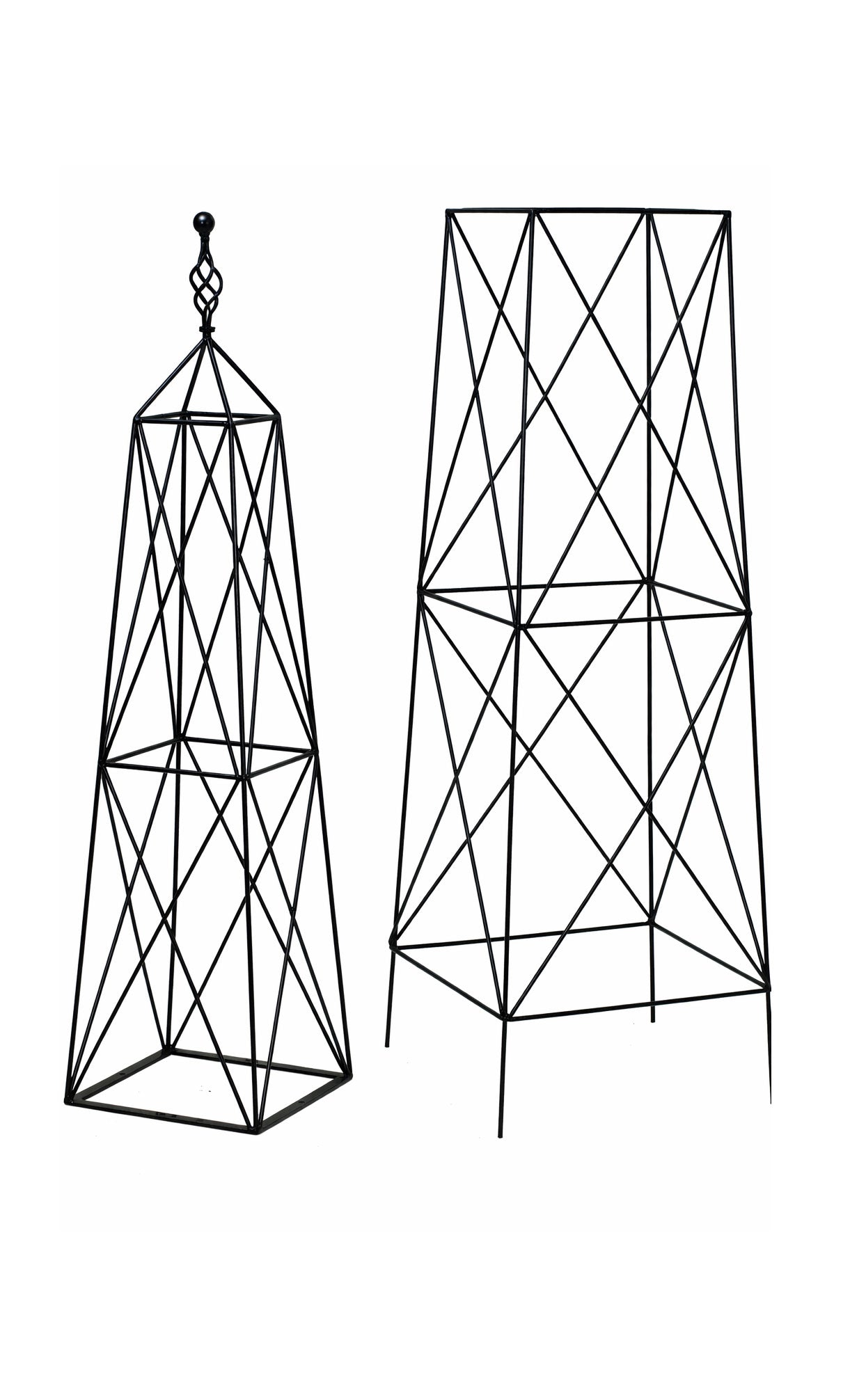 Black Iron Garden Obelisk 220cm Tall Metal Plant Support Frame for Climbing Roses &Vines