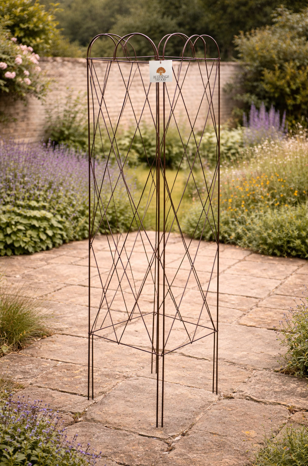 Extra Wide Metal Garden Trellis 1.40m – Freestanding 4-Sided Climbing Plant Support, Rust Effect