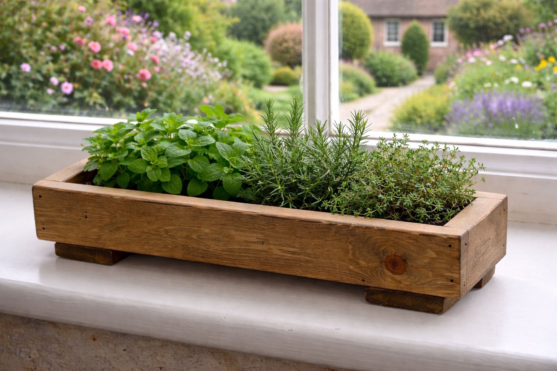 Wooden Windowsill Herb Planter Boxes – Comes in Black or Brown