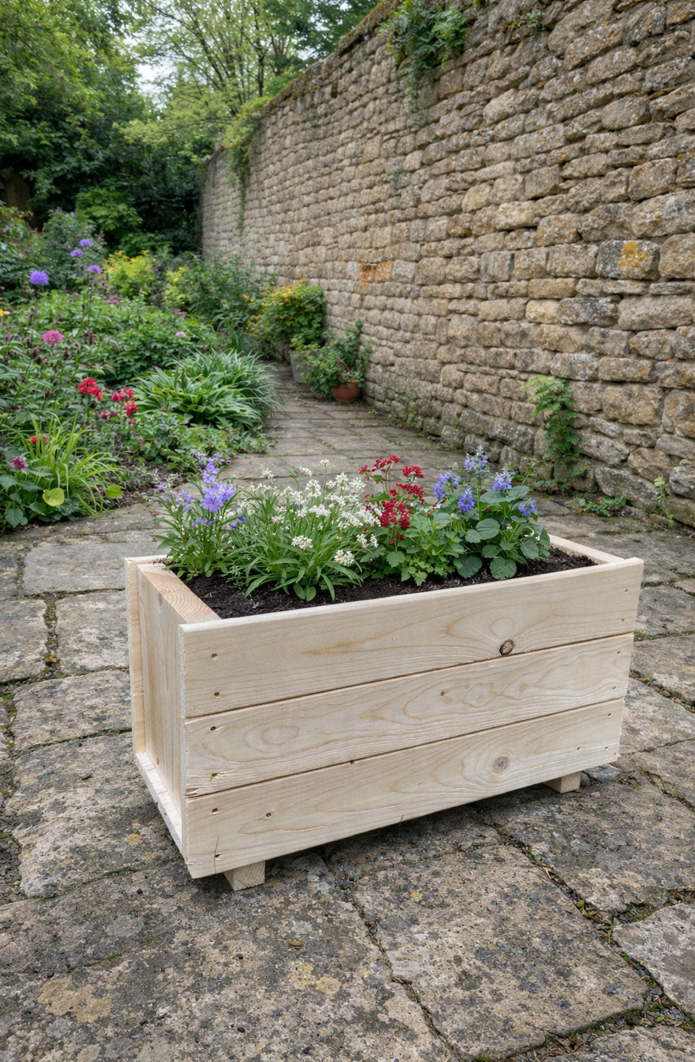 Rectangular Wooden Trough Planters Supplied in 4 Sizes Heavy Duty Garden Containers