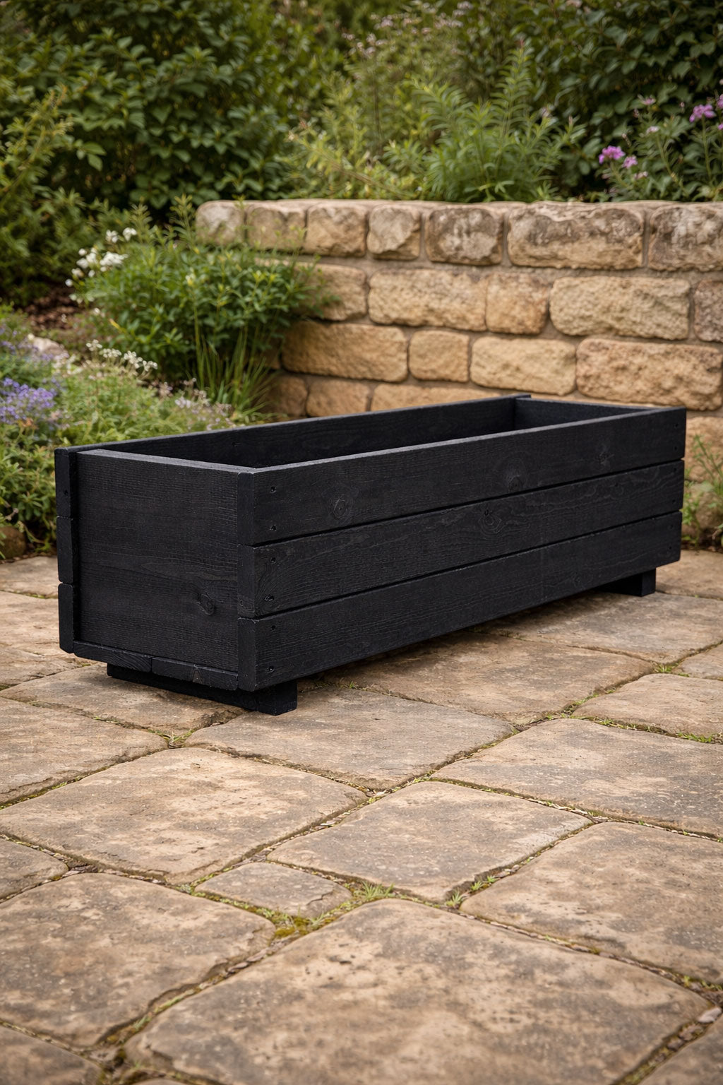 Handcrafted Timber Patio Planters - Modern Black Outdoor Wooden Box Containers
