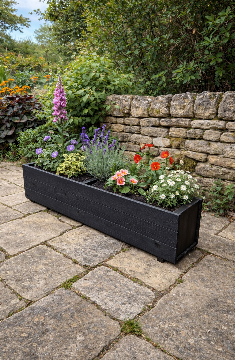 Large Wooden Garden Deep Planters Outdoor Planter Boxes - Tan Brown or Modern Black