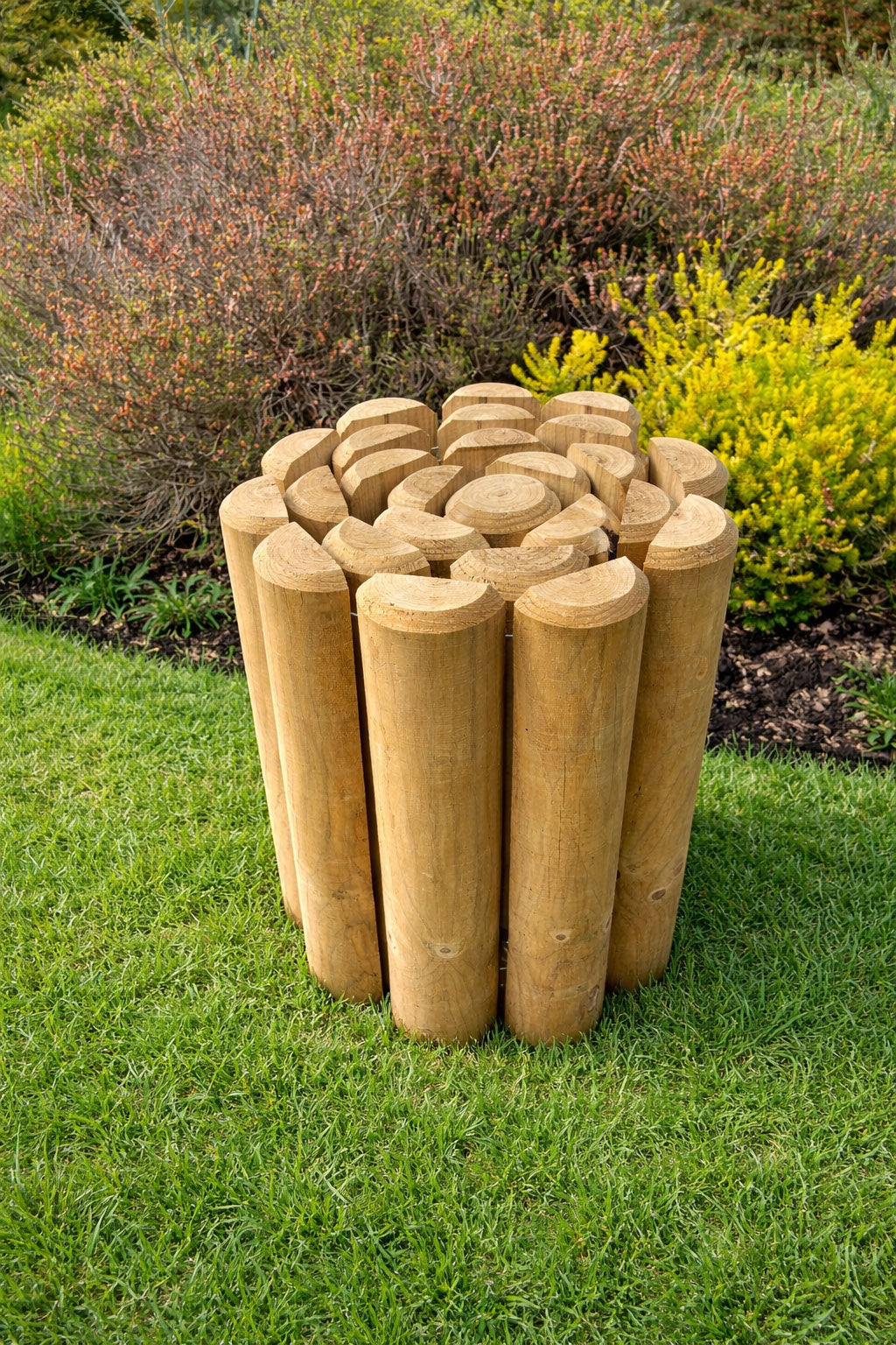 Heavy-Duty 70mm Half-Round Timber Log Roll – Flexible Garden Border & Lawn Edging