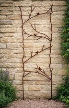 Metal Garden Trellis Wall Panel in Natural Rust - Decorative Steel Plant Support