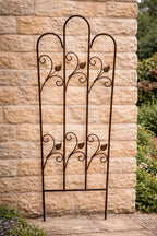 Garden Plant Support Trellis - Rust Effect Steel Climbing Plant Frame 120cm