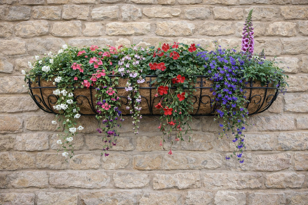 Twin Pack Metal Wall Planters with Coco Liners Iron Wall-Mounted Garden Planters Extra Large