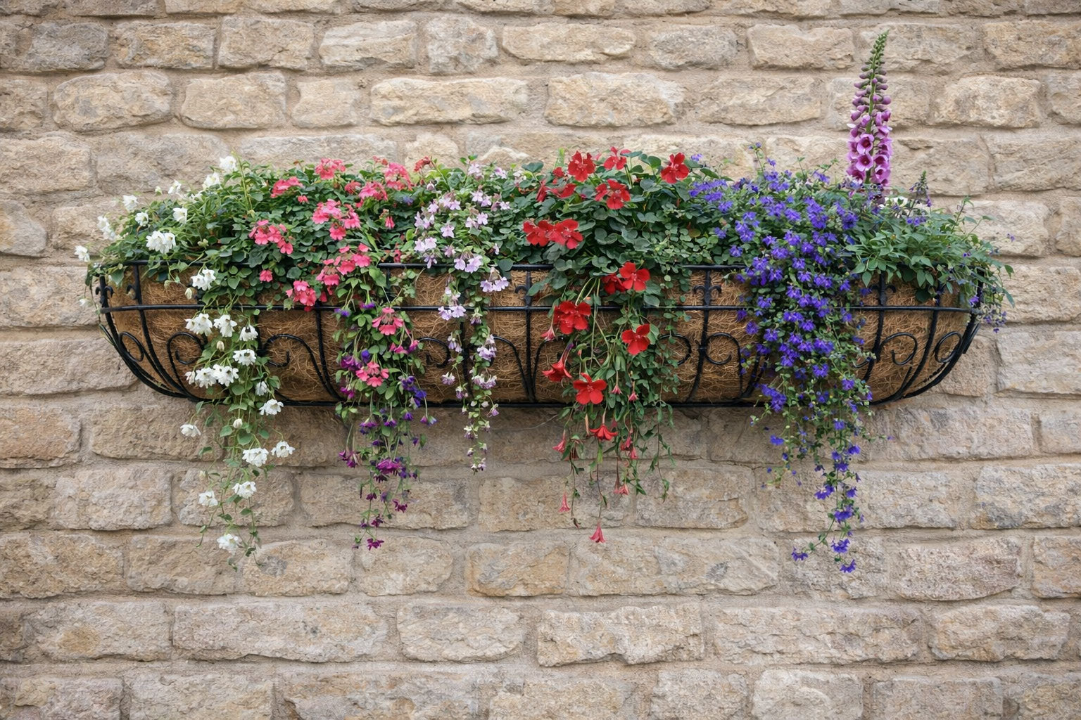Twin Pack Metal Wall Planters with Coco Liners Iron Wall-Mounted Garden Planters Extra Large