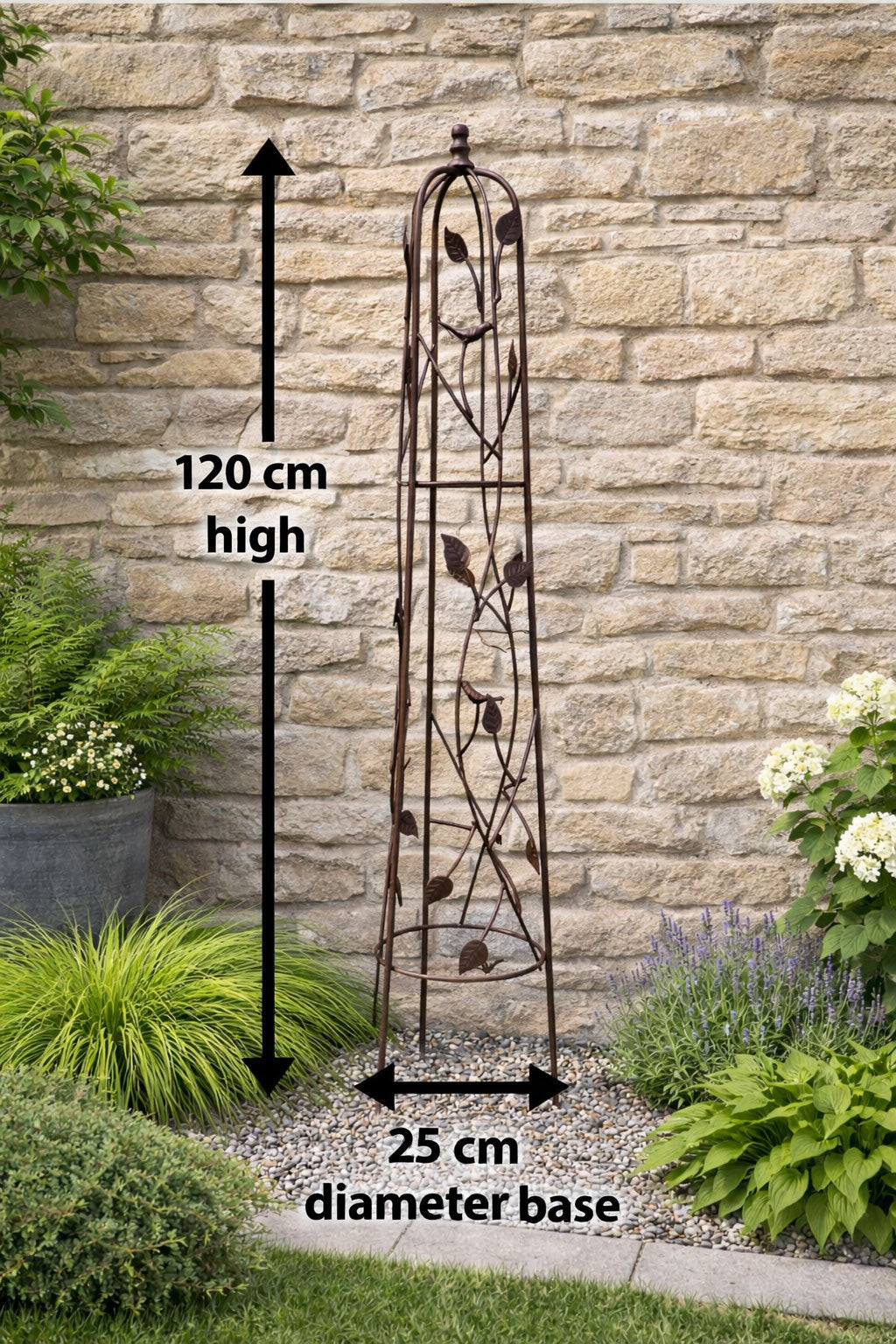 Rustic Finish Metal Garden Obelisk Plant Support for Climbing Flowers and Garden Display