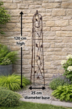 Rustic Finish Metal Garden Obelisk Plant Support for Climbing Flowers and Garden Display