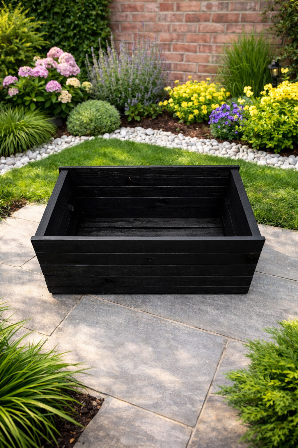 Fully Assembled Wooden Garden Planter - Heavy Duty Extra Height Outdoor Plant Box for Modern Gardens