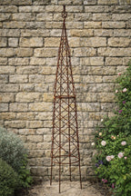 Rustic Metal Garden Obelisk - Spiral Climbing Plant Support Large