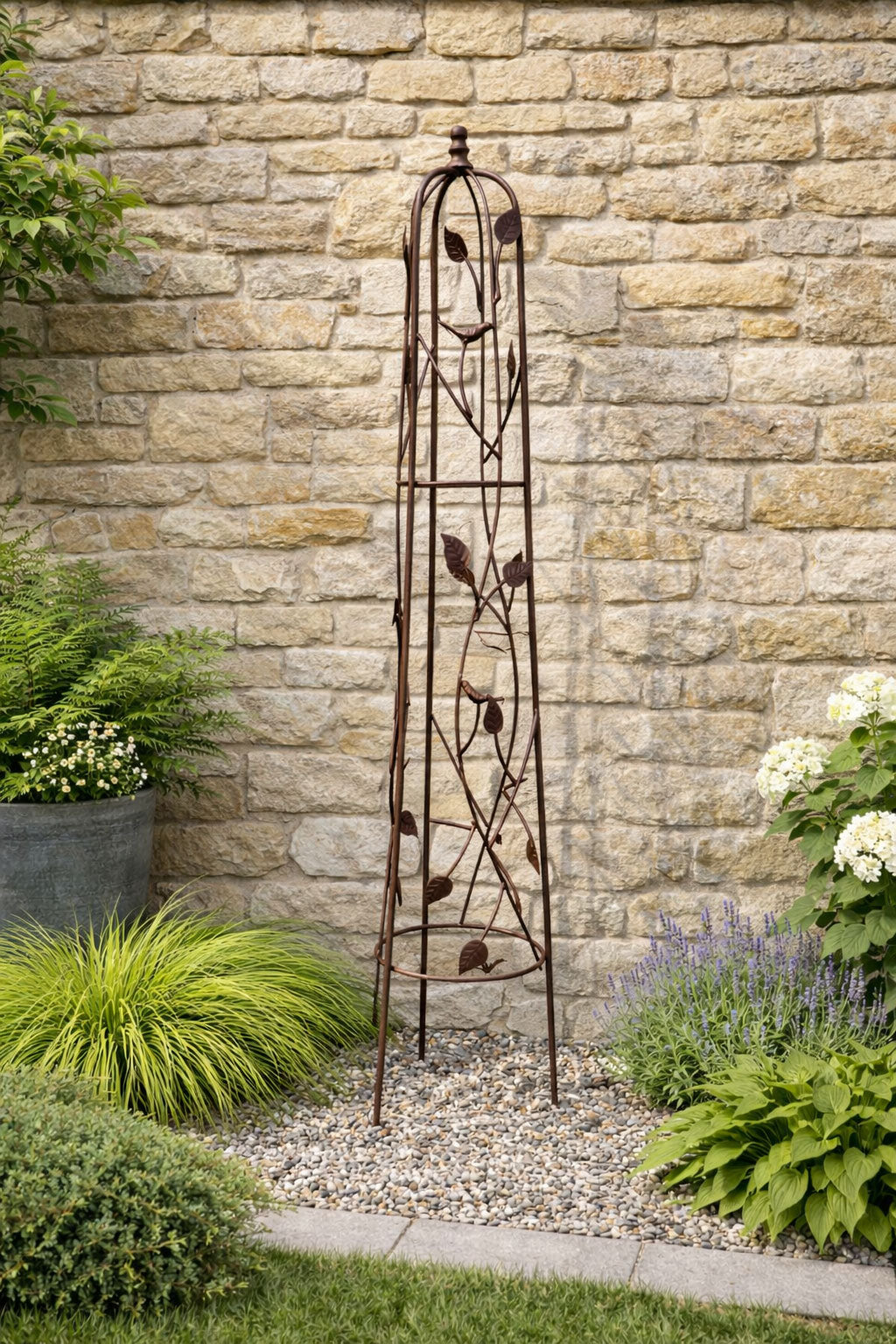 Rustic Finish Metal Garden Obelisk Plant Support for Climbing Flowers and Garden Display