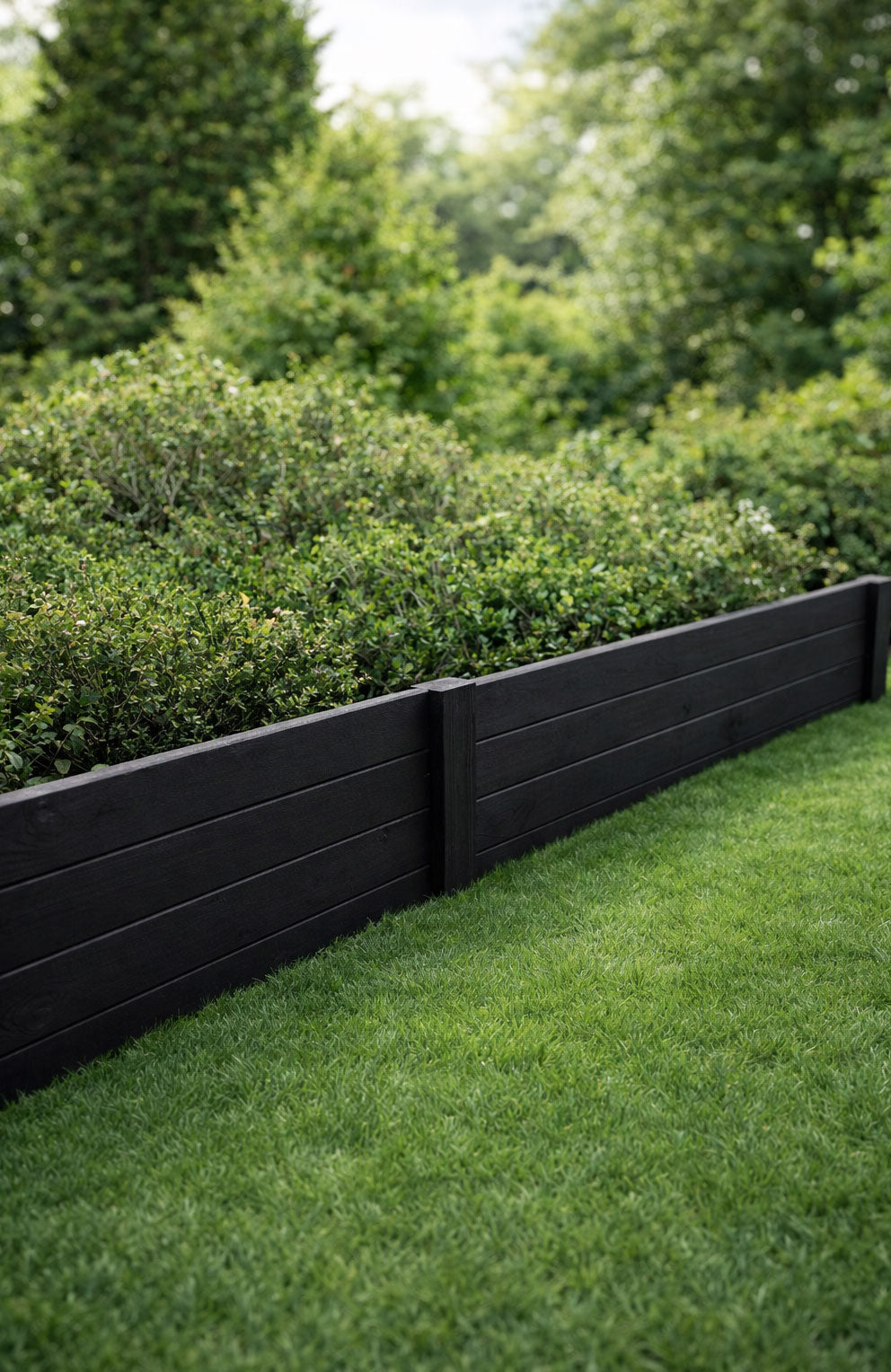 Black Timber Garden Edging Panels Heavy Duty - Wooden Lawn & Border Edge 2 Heights and 5 Lengths