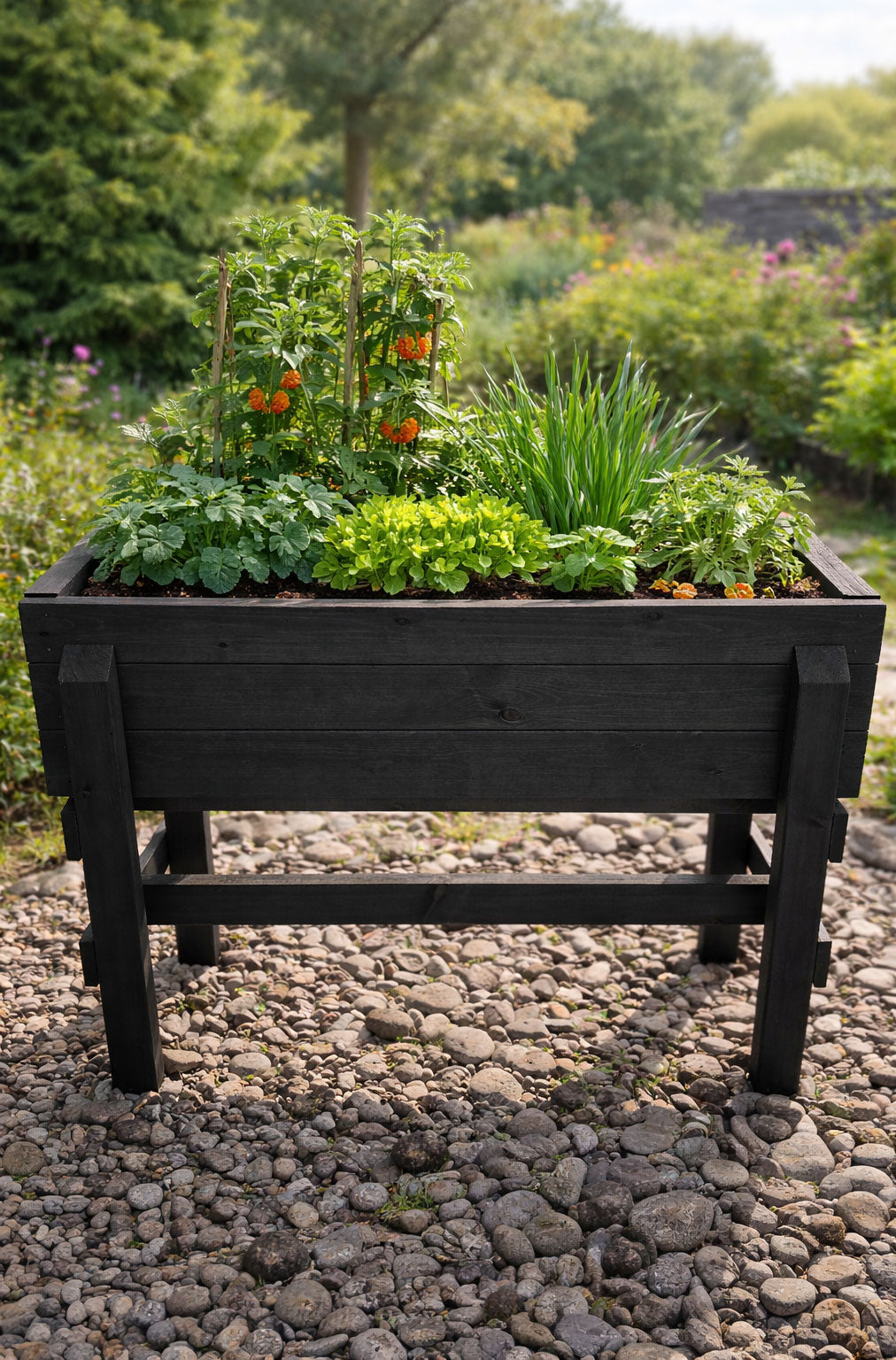 Elevated Wooden Planter Box Stand Large Raised Garden Bed for Growing Vegetables Herbs Flowers Outdoor Planter