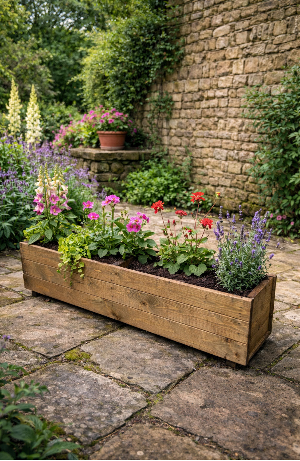 Rectangular Wooden Trough Planters Supplied in 4 Sizes Heavy Duty Garden Containers