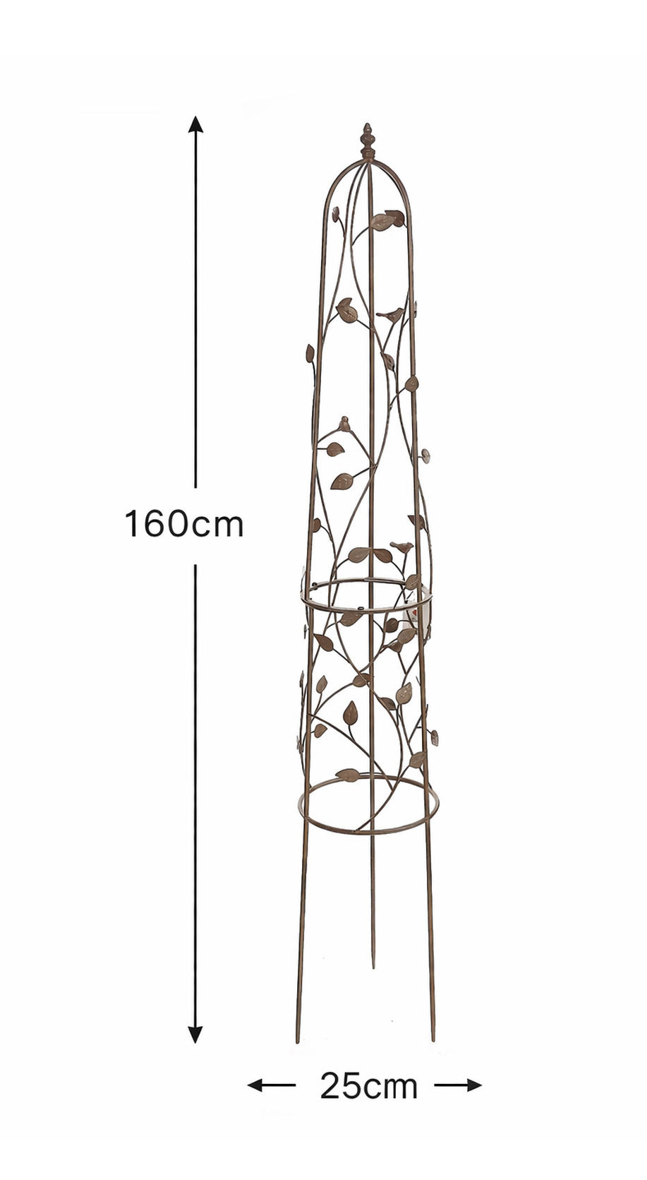 Decorative Metal Garden Obelisk 160cm - Climbing Plant Frame Trellis with Ornate Bird Detail