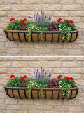 Extra Large Twin Pack Wall Trough Planter Boxes for Patio and Garden Walls - Wall Mounted Plant Containers