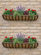 Extra Large Twin Pack Wall Trough Planter Boxes for Patio and Garden Walls - Wall Mounted Plant Containers