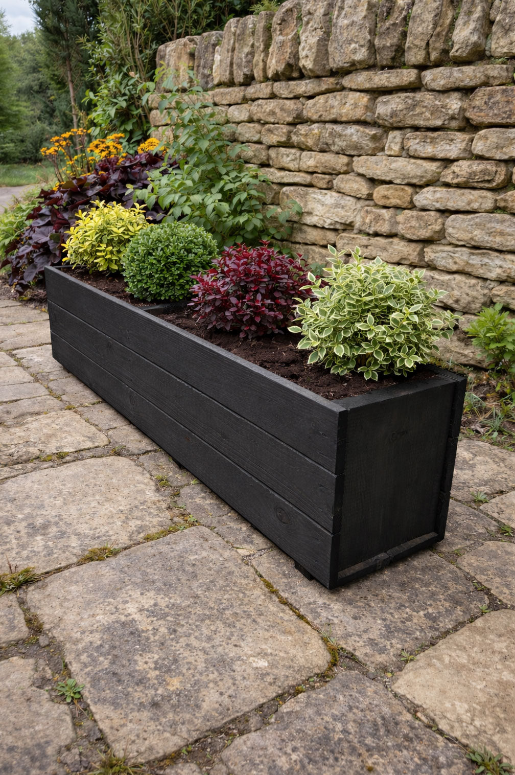 Large Wooden Garden Deep Planters Outdoor Planter Boxes - Tan Brown or Modern Black