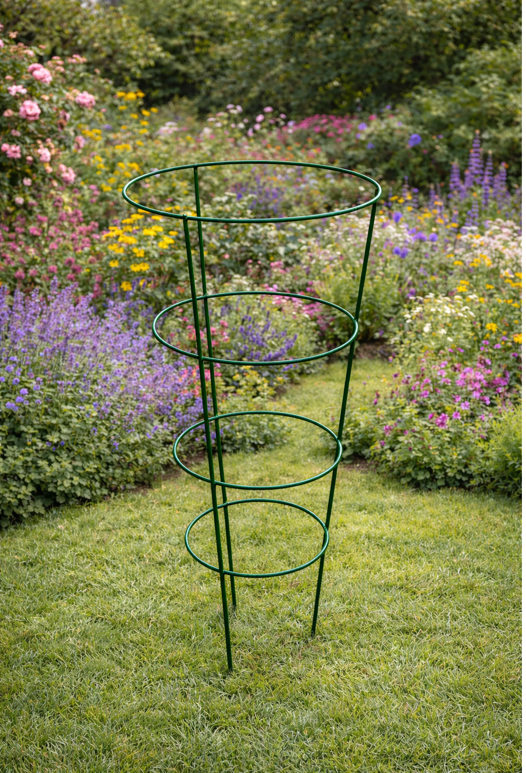 Green Metal Conical Plant Supports - Outdoor Garden Plant Support Cages Set of 2