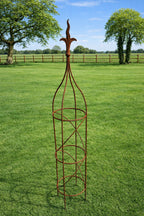 Metal Garden Obelisk with Rust Finish – Heavy Duty Steel Frame for Climbing Plants 3 Sizes
