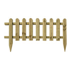Low Garden Border Edge Panels - Timber Wooden Picket Edging with Integral Spike for Lawns and Flower Beds