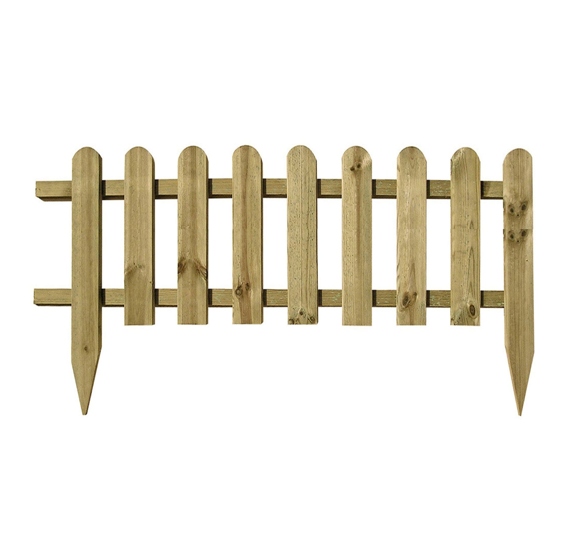 Low Garden Border Edge Panels - Timber Wooden Picket Edging with Integral Spike for Lawns and Flower Beds