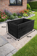 Fully Assembled Wooden Garden Planter - Heavy Duty Extra Height Outdoor Plant Box for Modern Gardens