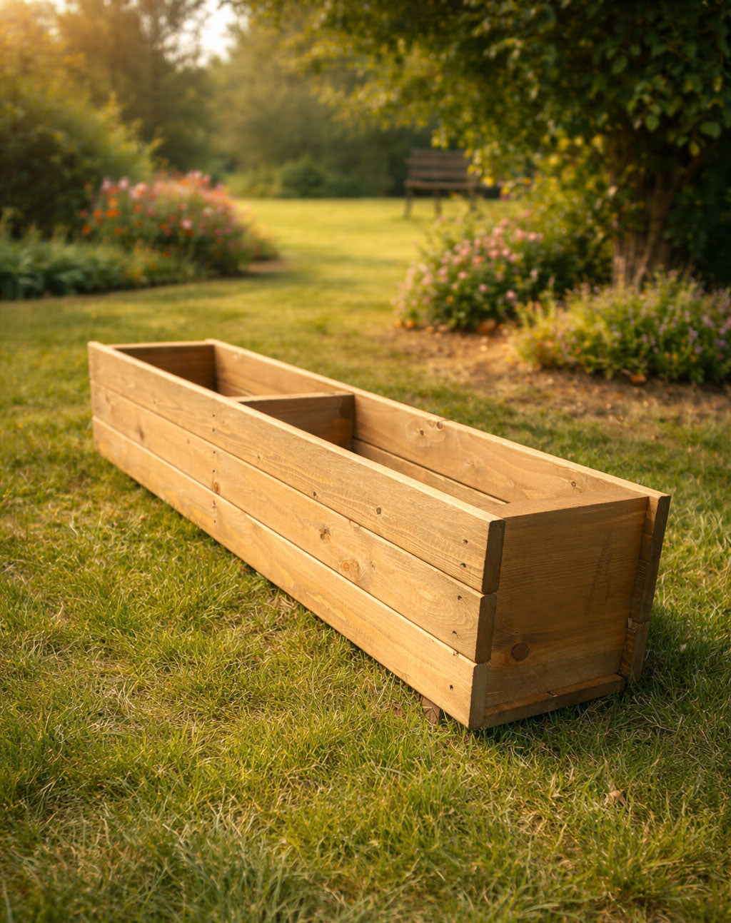 Wooden Garden Planters Heavy Duty Handmade Trough Planters for Flowers and Shrubs - Available in 5 Sizes