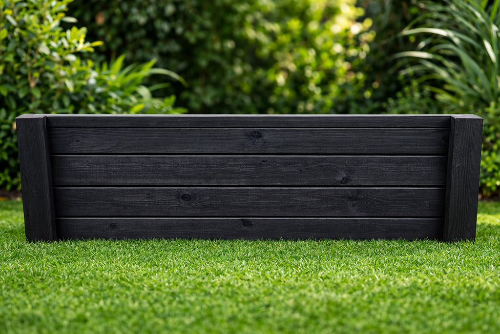 Black Timber Garden Edging Panels Heavy Duty - Wooden Lawn & Border Edge 2 Heights and 5 Lengths