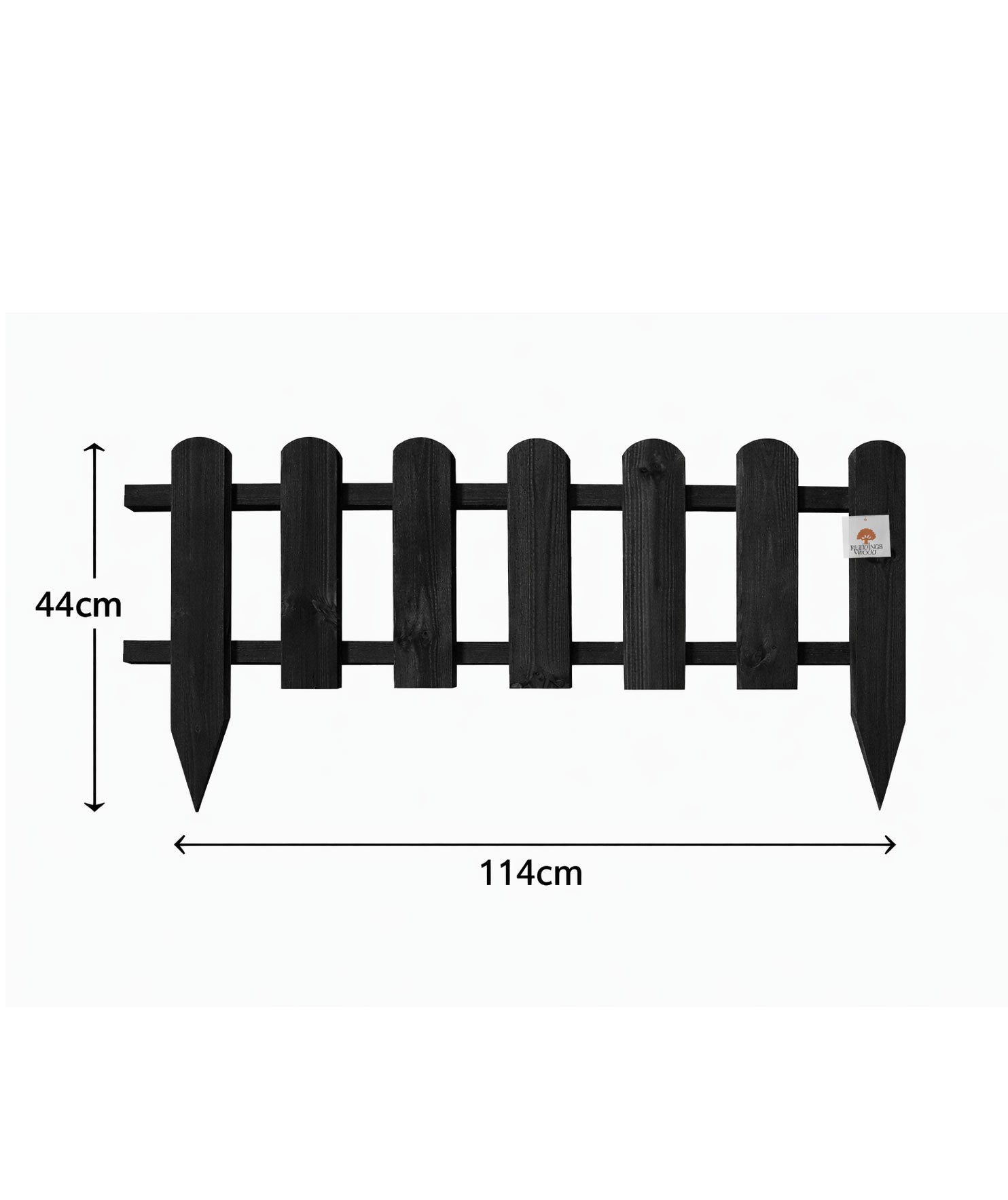 Low Black Garden Edging Fence Decorative Timber Picket Border for Lawns Paths & Flower Beds
