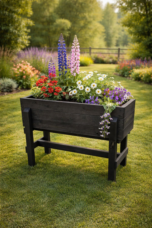 Elevated Wooden Planter Box Stand Large Raised Garden Bed for Growing Vegetables Herbs Flowers Outdoor Planter