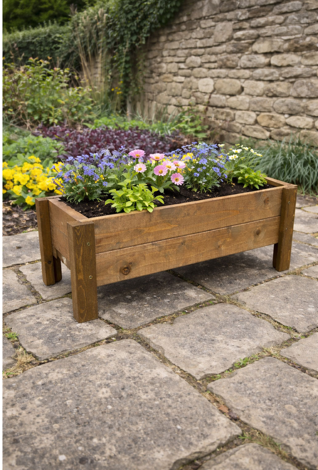Raised Wooden Planter Boxes Fully Assembled Outdoor Herb & Flower Containers